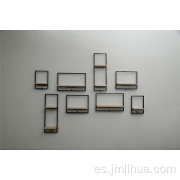 colección de estanterías de madera y metal